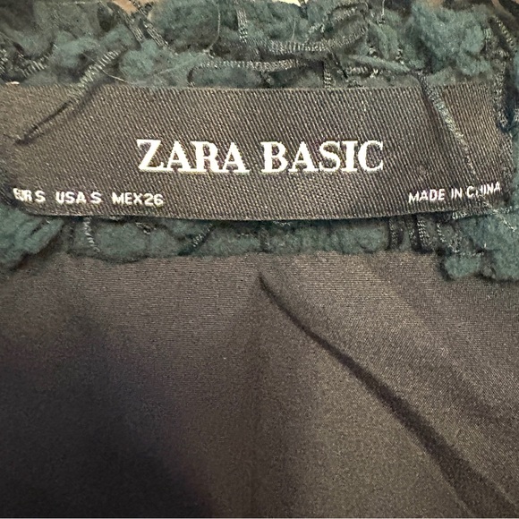 Zara Textured Forest Green Fuzzy Teddy Lined Jacket Coat, Womens size Small - Picture 7 of 12